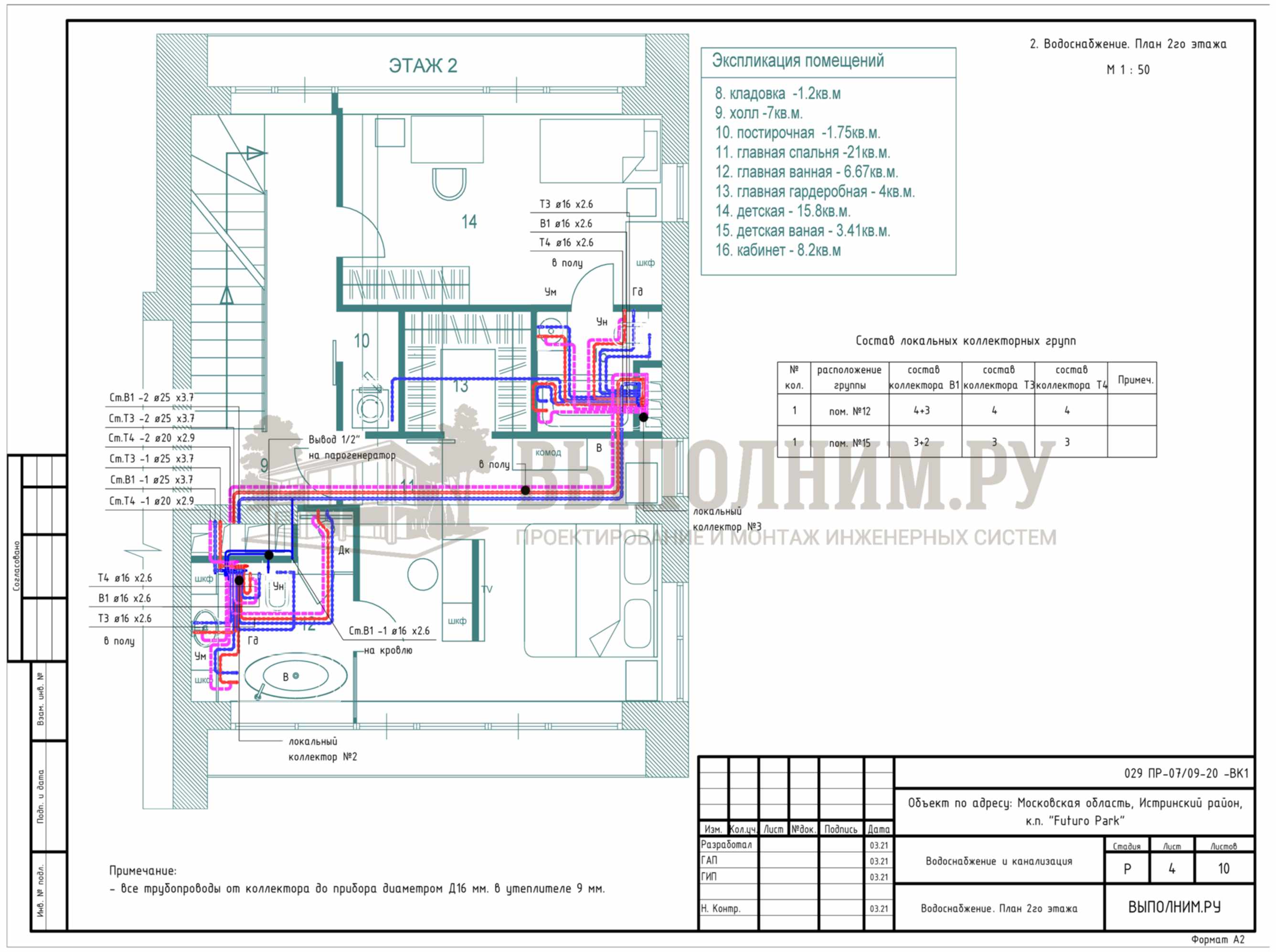 ВЫПОЛНИМ.РУ | Проект отопления для таунхауса 190 м²